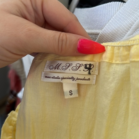 Max Studio yellow lace off shoulder boho romantic cottagecore cotton blouse top - Picture 5 of 5